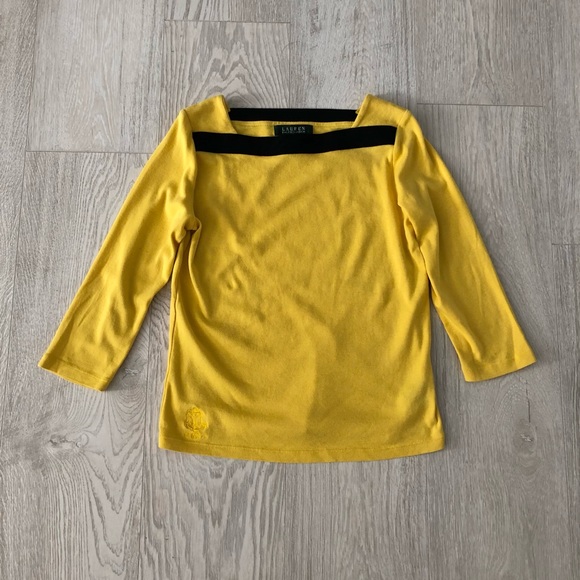 Lauren Ralph Lauren Vintage Yellow/Black Boat Neck Blouse - Picture 14 of 16